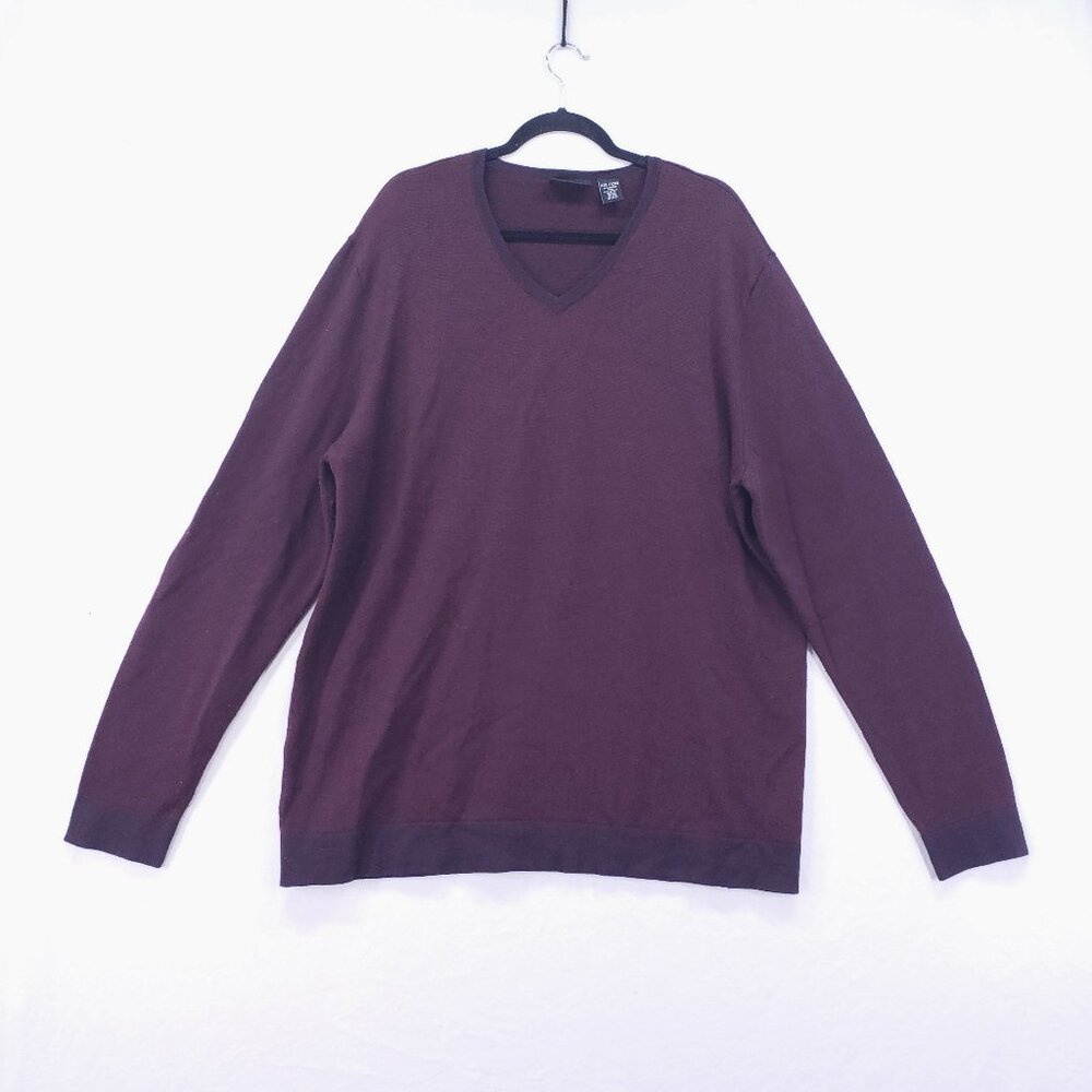 Calvin Klein CK Men's Size XXL Sweater V-neck Merino Wool Blend Purple Plum